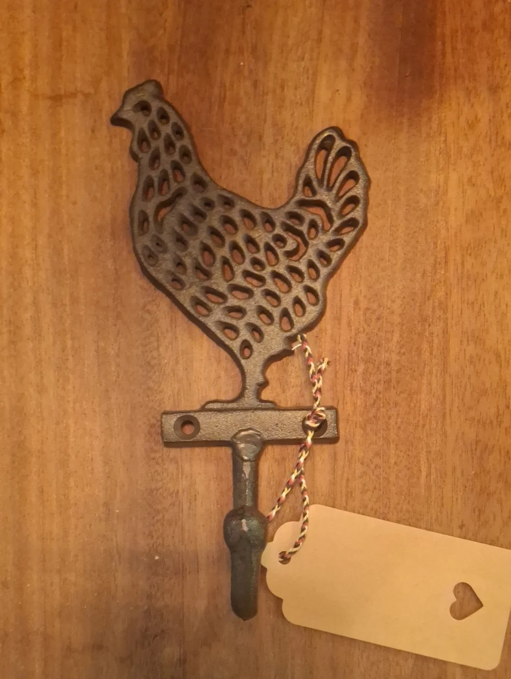 Rustic Brown Cast Iron Rooster Wall Hook